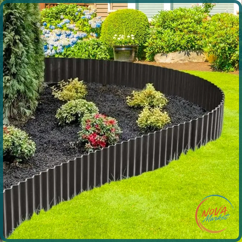 Bordura da Giardino Ondulata Nera Resistente alle Intemperie