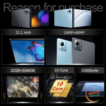 Tablet Android 11 pollici 5G con memoria fino a 2 TB