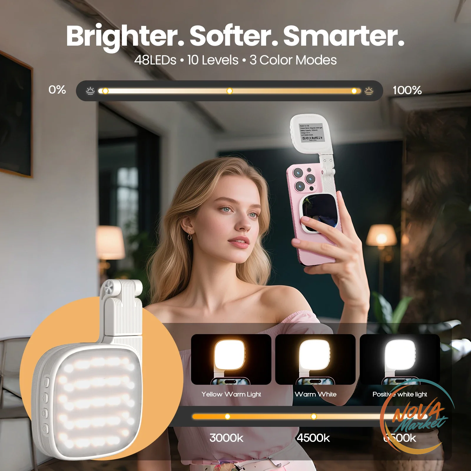 Luce LED per Selfie da Smartphone, Ricaricabile