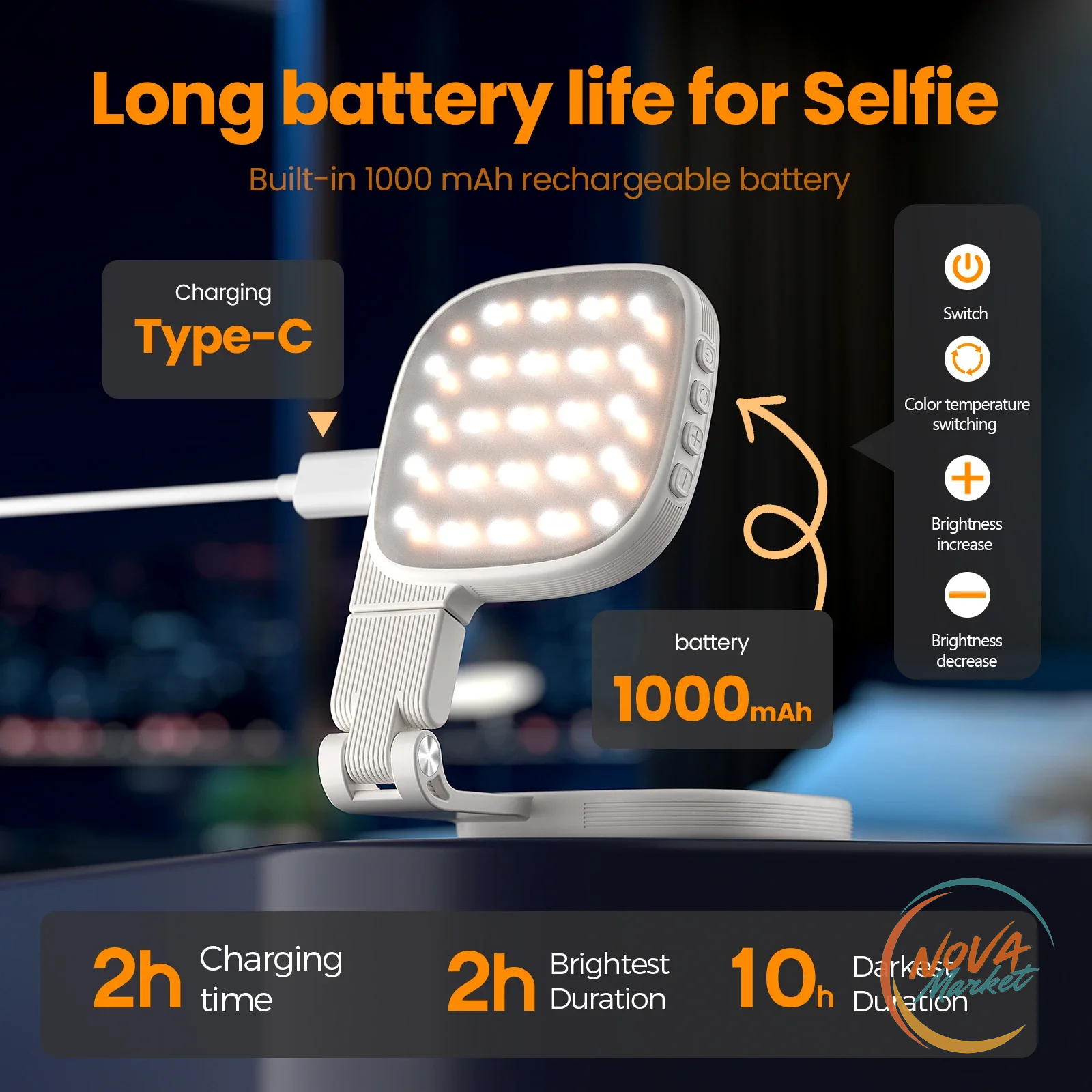 Luce LED per Selfie da Smartphone, Ricaricabile
