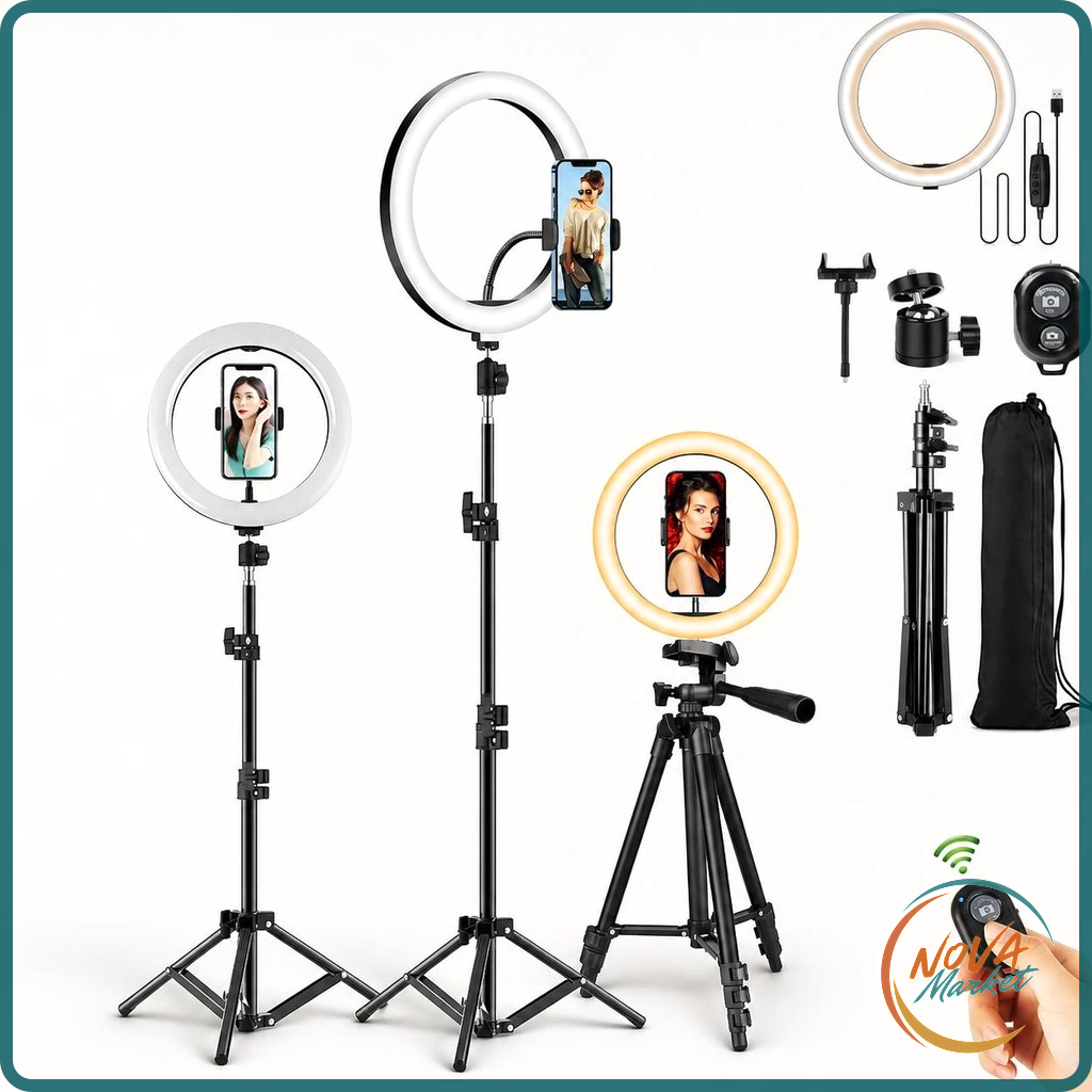 Ring Light LED Dimmerabile con Treppiede per Selfie e Video
