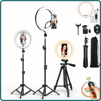 Ring Light LED Dimmerabile con Treppiede per Selfie e Video