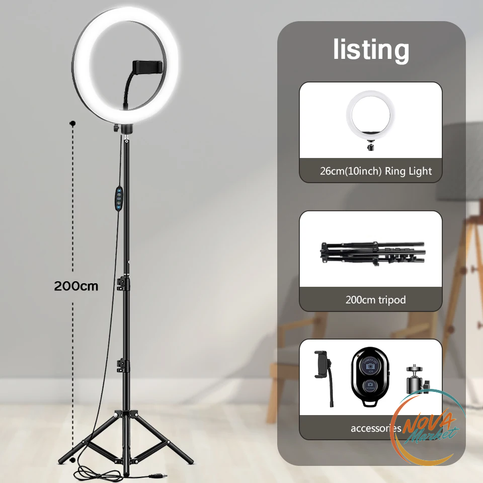 Ring Light LED Dimmerabile con Treppiede per Selfie e Video