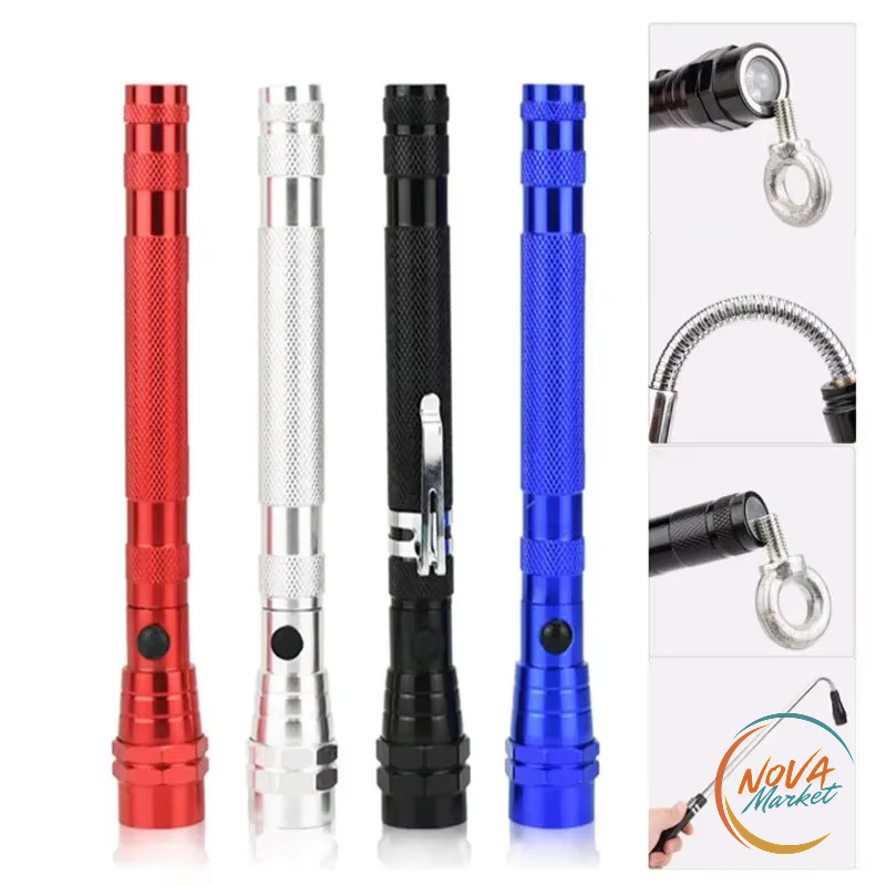 Torcia LED telescopica flessibile con magnete a 360°