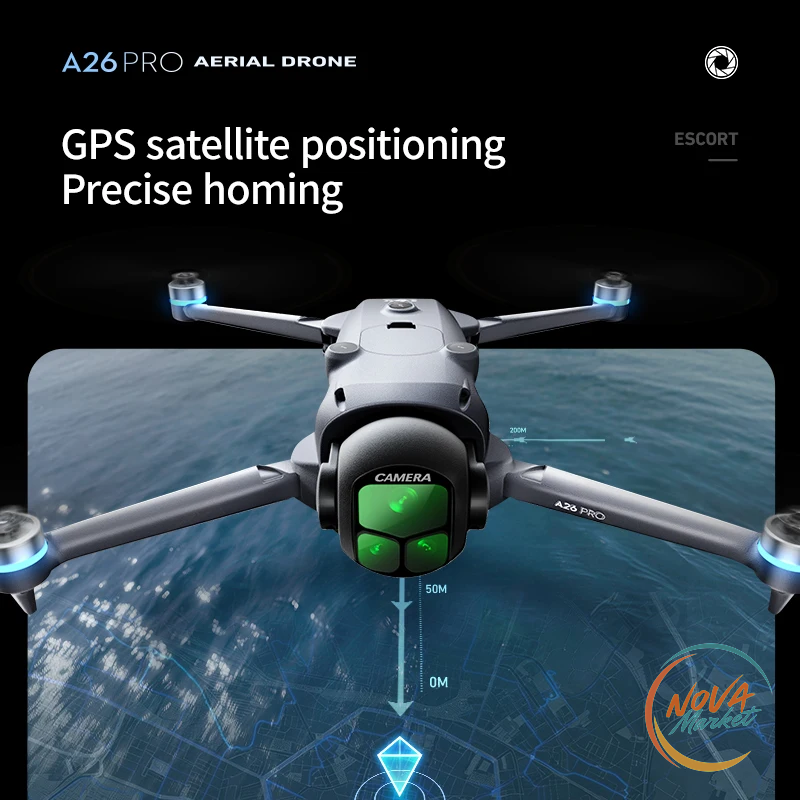 Drone GPS A26 Pro con Tripla Fotocamera 4K/8K e FPV