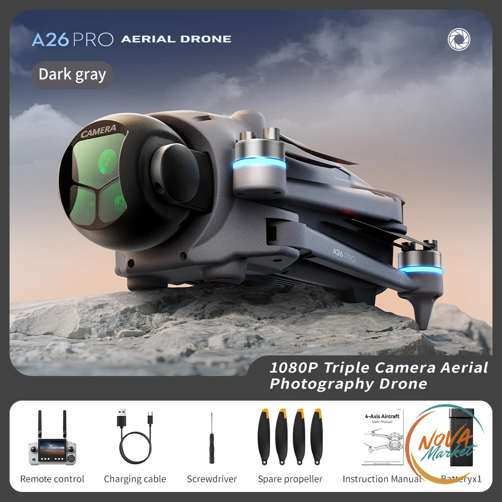 Drone GPS A26 Pro con Tripla Fotocamera 4K/8K e FPV