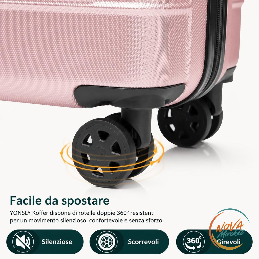 Valigia rigida con serratura TSA e 4 ruote a 360°