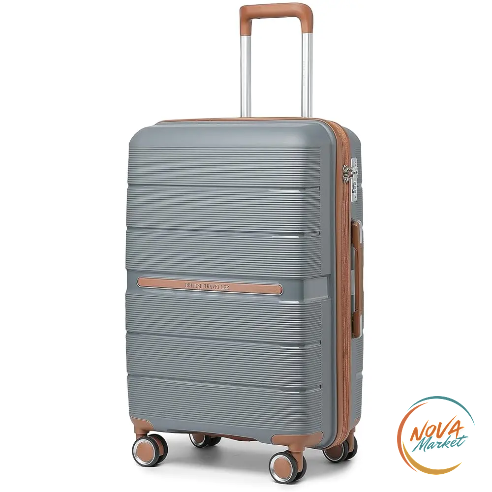 Valigia trolley rigida in PP con 8 ruote e chiusura TSA
