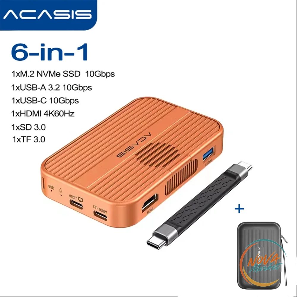 Case magnetico M.2 NVMe con dock HDMI 4K60Hz