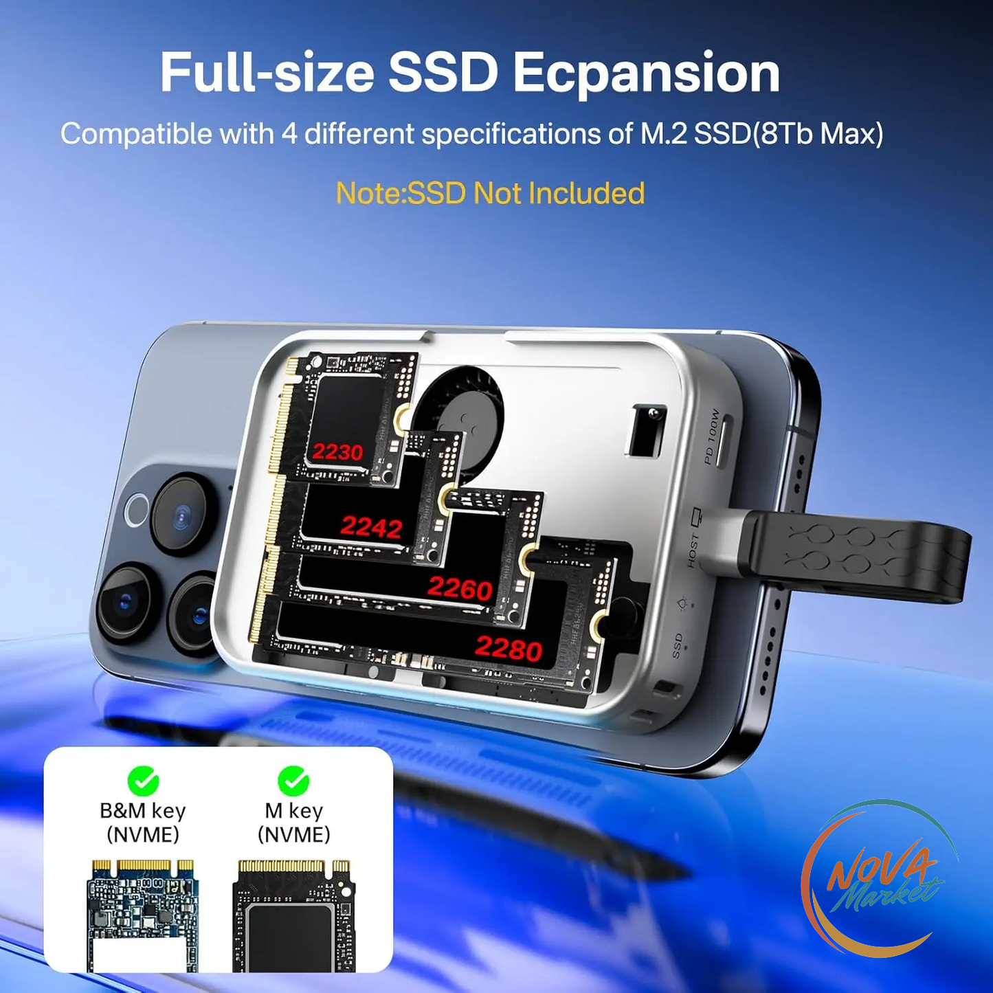 Case magnetico M.2 NVMe con dock HDMI 4K60Hz