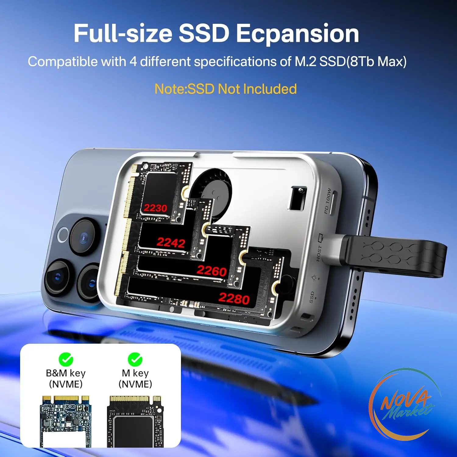 Case magnetico M.2 NVMe con dock HDMI 4K60Hz