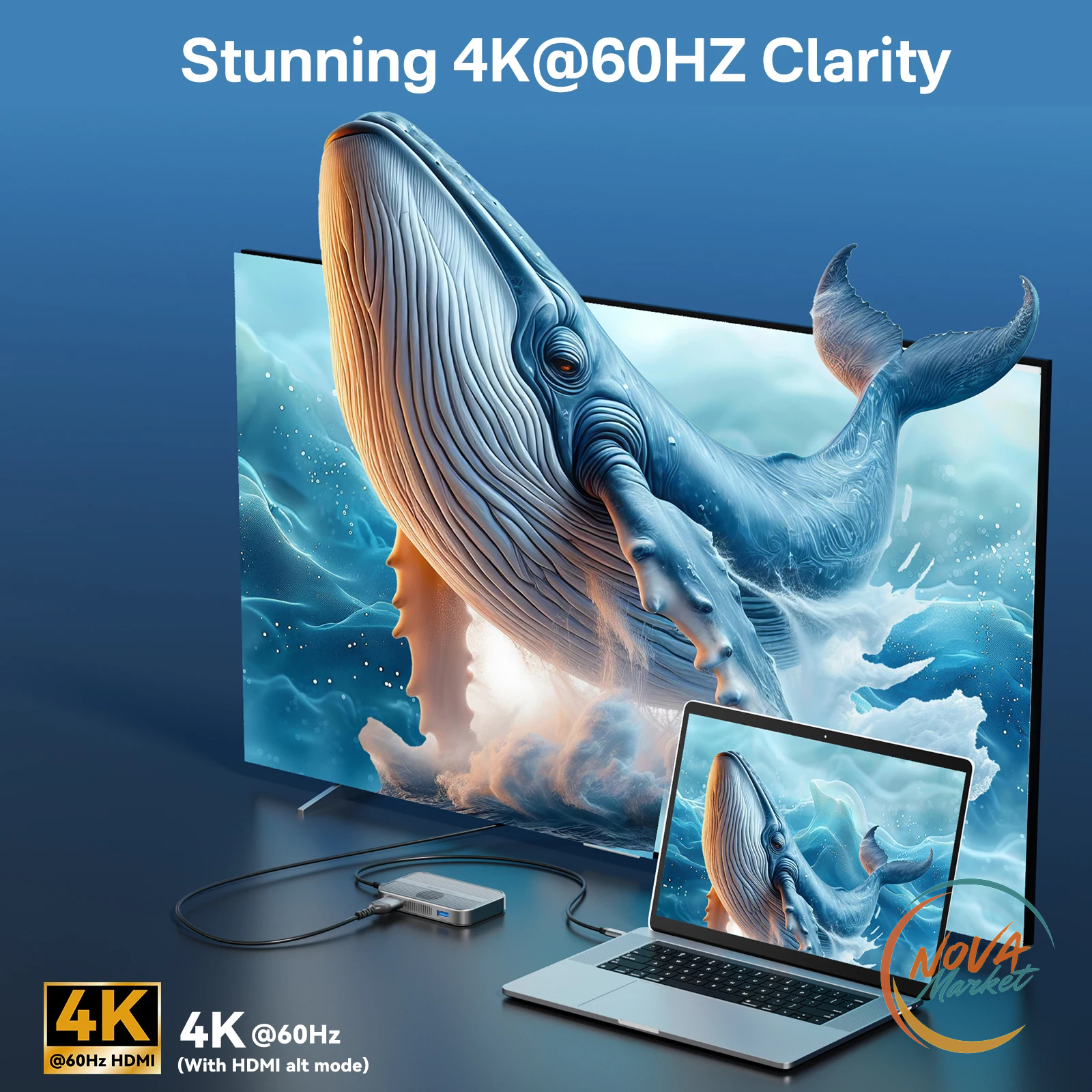 Case magnetico M.2 NVMe con dock HDMI 4K60Hz