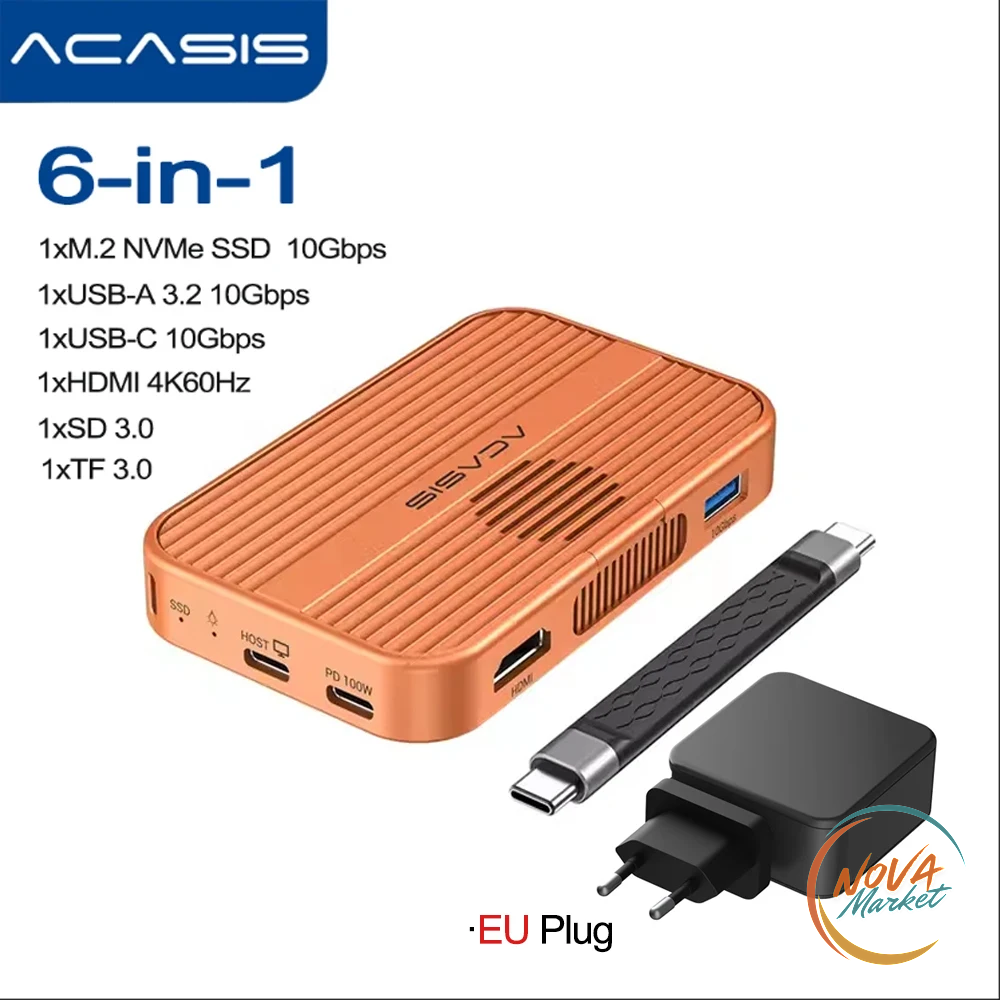 Case magnetico M.2 NVMe con dock HDMI 4K60Hz