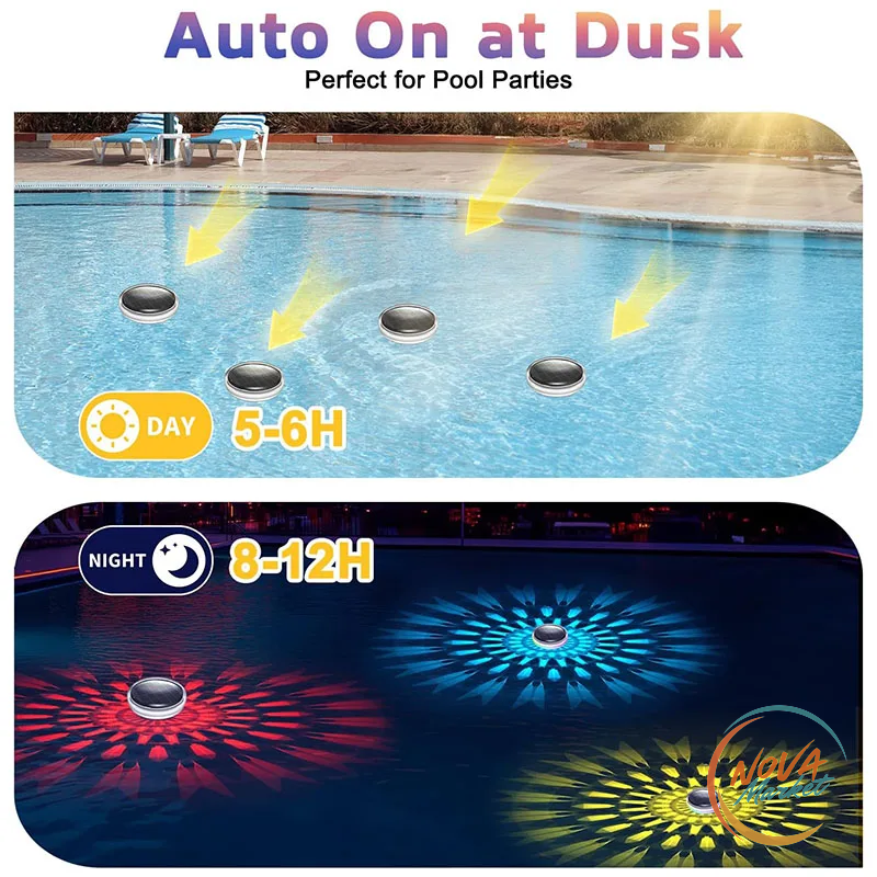 Luce LED galleggiante per piscina con telecomando e ricarica solare