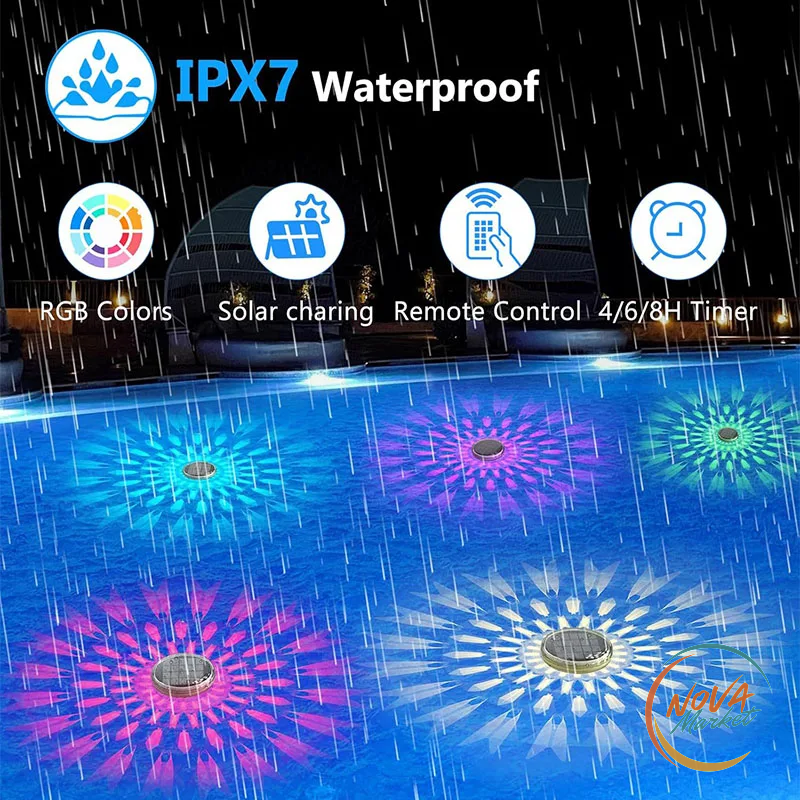 Luce LED galleggiante per piscina con telecomando e ricarica solare
