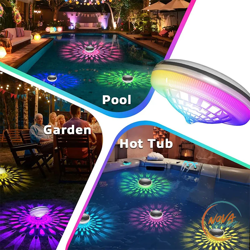 Luce LED galleggiante per piscina con telecomando e ricarica solare