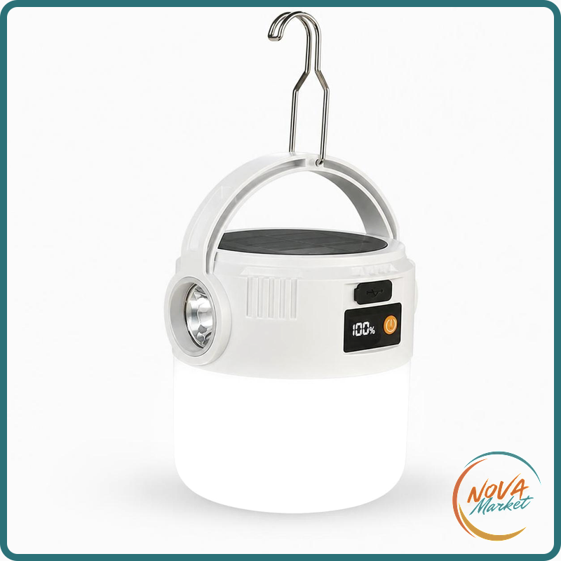 Lanterna solare da campeggio USB, impermeabile e portatile