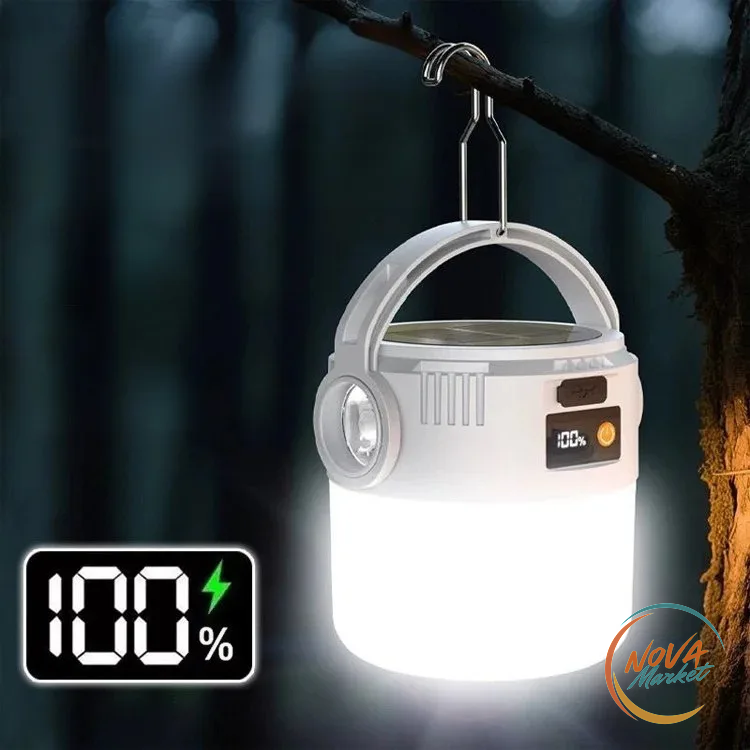 Lanterna solare da campeggio USB, impermeabile e portatile