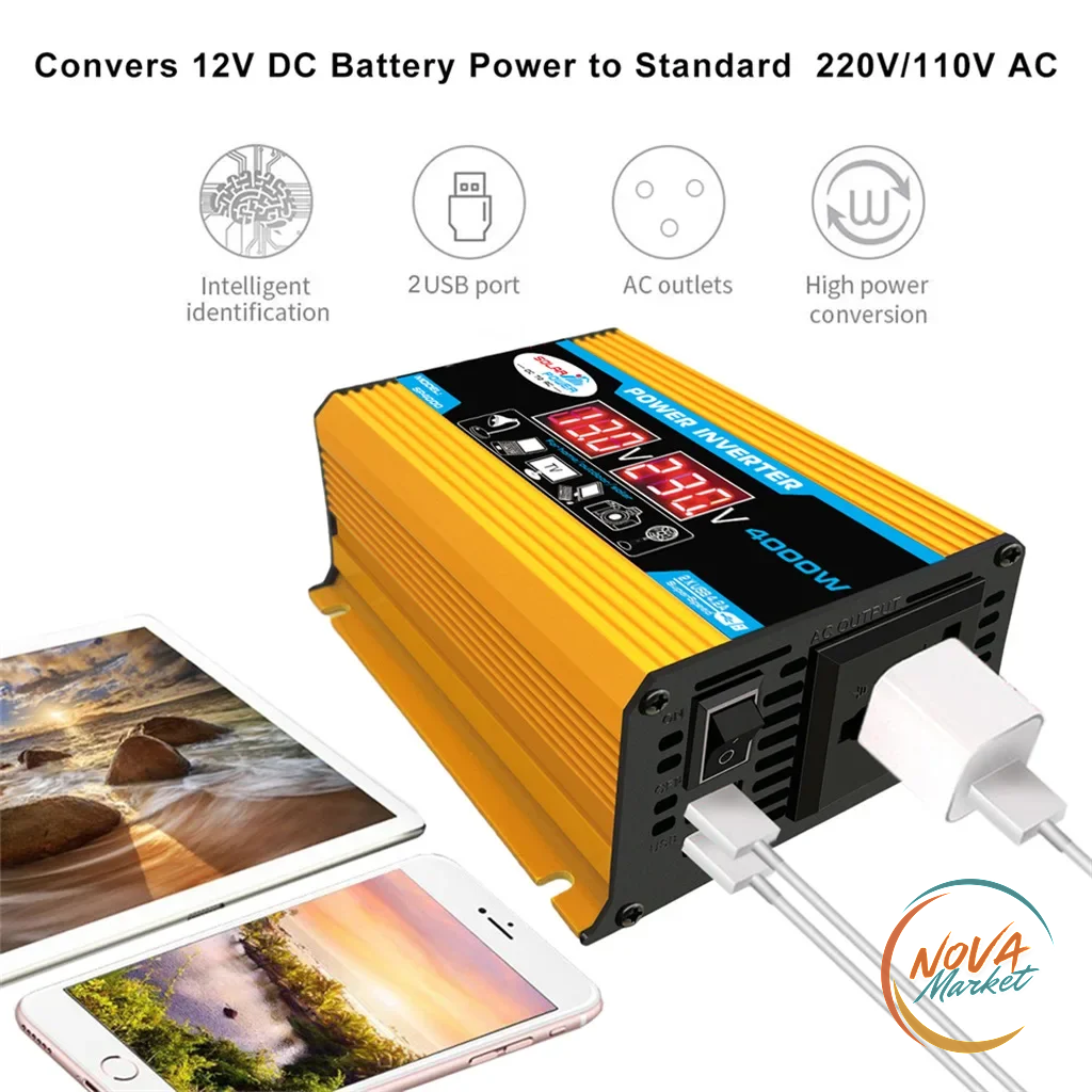 Inverter 12V-110/220V 4000W con display LCD