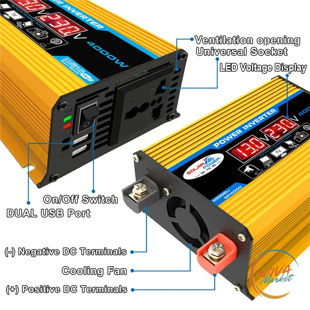 Inverter 12V-110/220V 4000W con display LCD