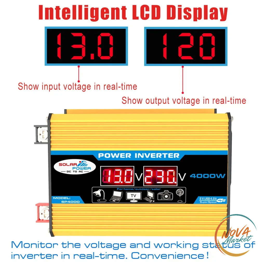 Inverter 12V-110/220V 4000W con display LCD