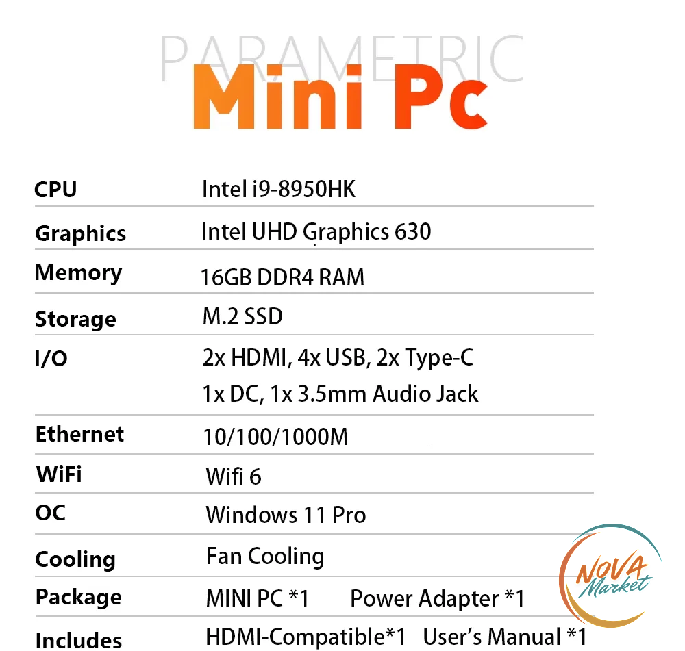 Mini PC Intel Core i9/i3 con Windows 11 Pro e SSD