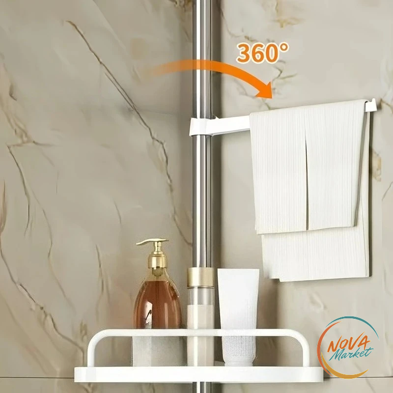 Scaffale angolare bagno a 4 livelli senza foratura