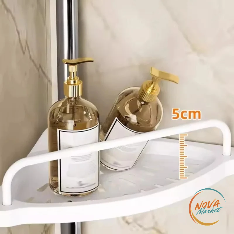 Scaffale angolare bagno a 4 livelli senza foratura