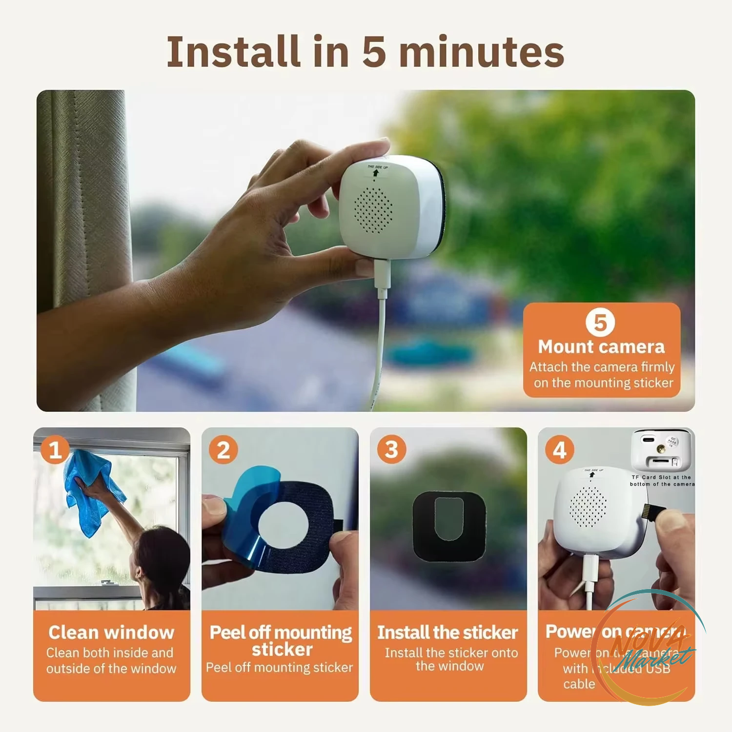 Telecamera WiFi da Finestra 3MP con Visione Notturna a Colori