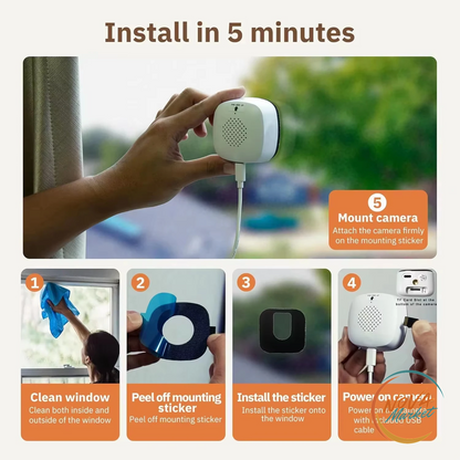 Telecamera WiFi da Finestra 3MP con Visione Notturna a Colori