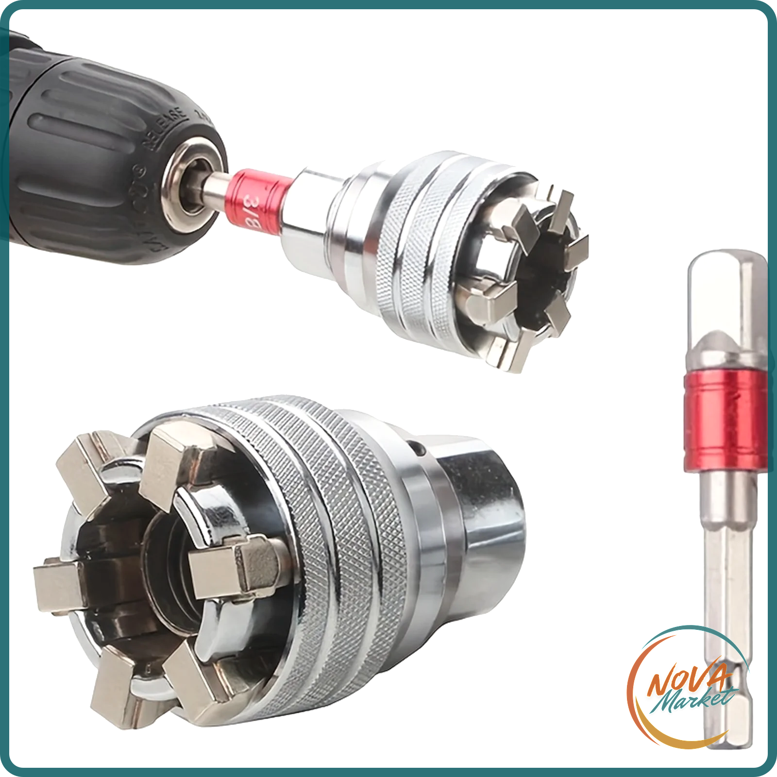 Chiave a bussola universale 10-19 mm con adattatore 3/8"