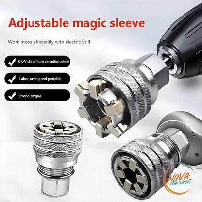 Chiave a bussola universale 10-19 mm con adattatore 3/8"