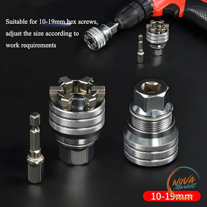 Chiave a bussola universale 10-19 mm con adattatore 3/8"