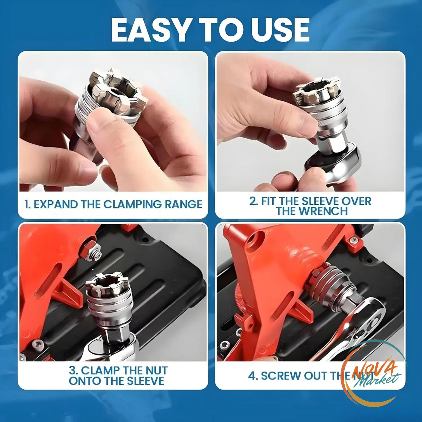 Chiave a bussola universale 10-19 mm con adattatore 3/8"