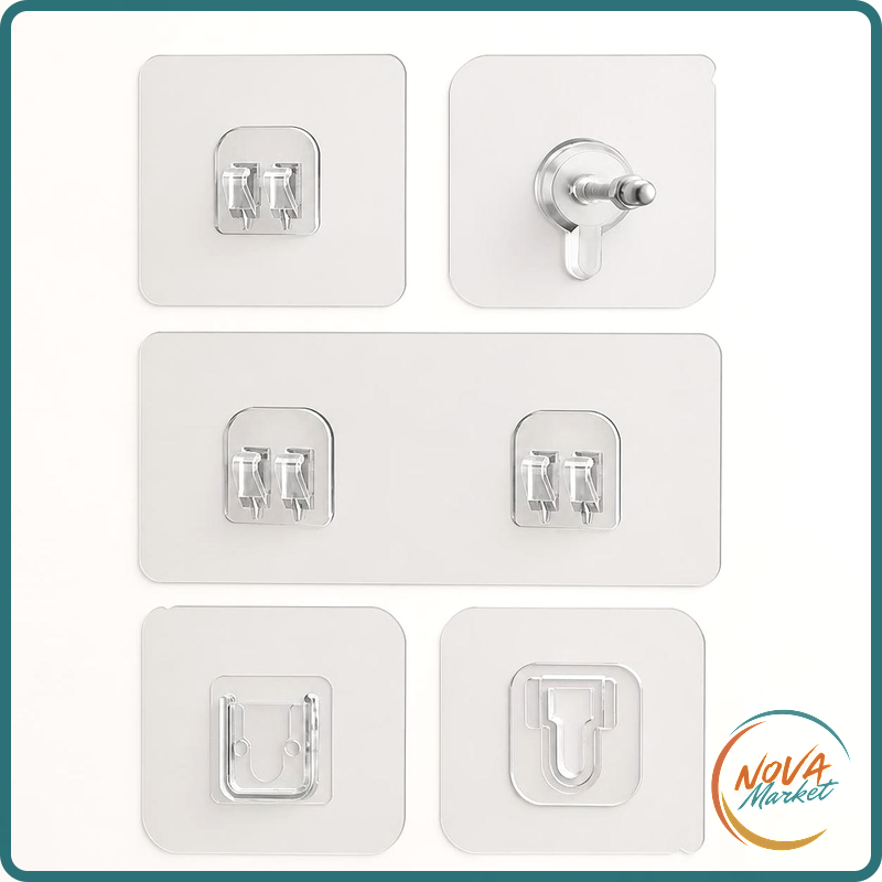 Ganci adesivi da parete trasparenti per cucina e bagno