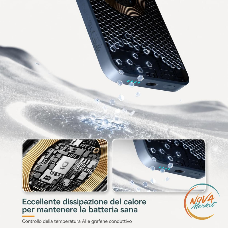 Power Bank Magnetico 10000mAh con Ricarica Wireless 22,5W