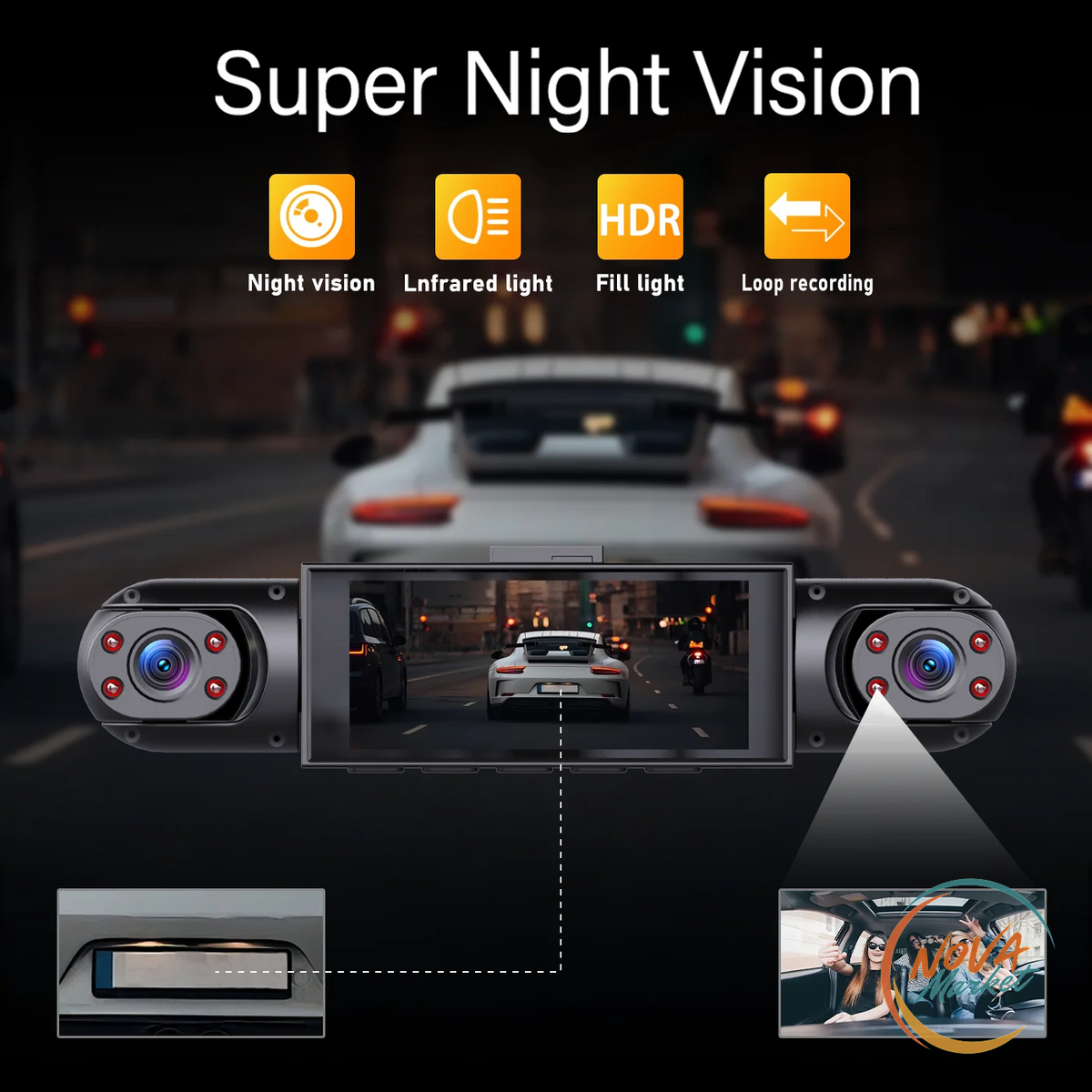 Dash Cam 4 Telecamere 1080P con Monitoraggio Parcheggio