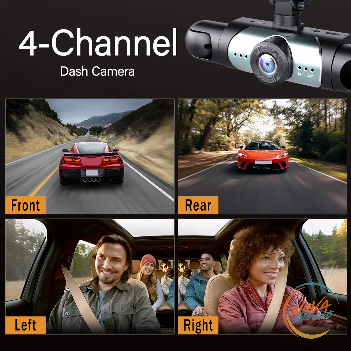 Dash Cam 4 Telecamere 1080P con Monitoraggio Parcheggio