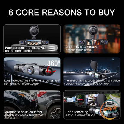 Dash Cam 4 Telecamere 1080P con Monitoraggio Parcheggio