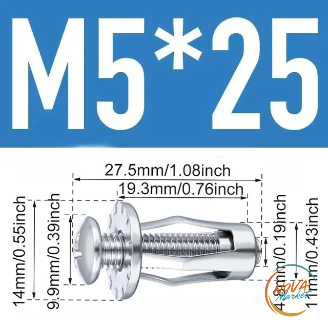 Tasselli a espansione M4-M6 con vite, 30 pezzi