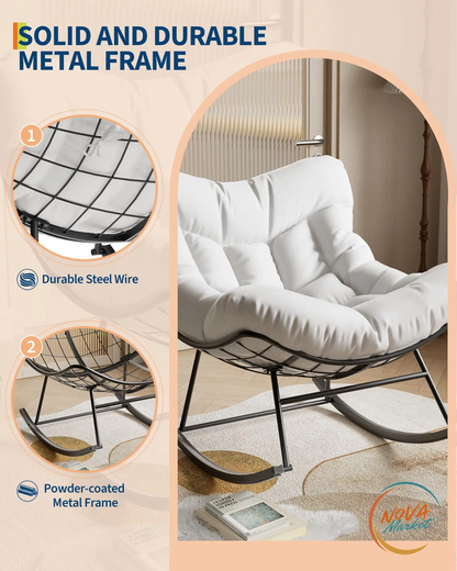Sedia a dondolo da esterno Papasan con cuscino