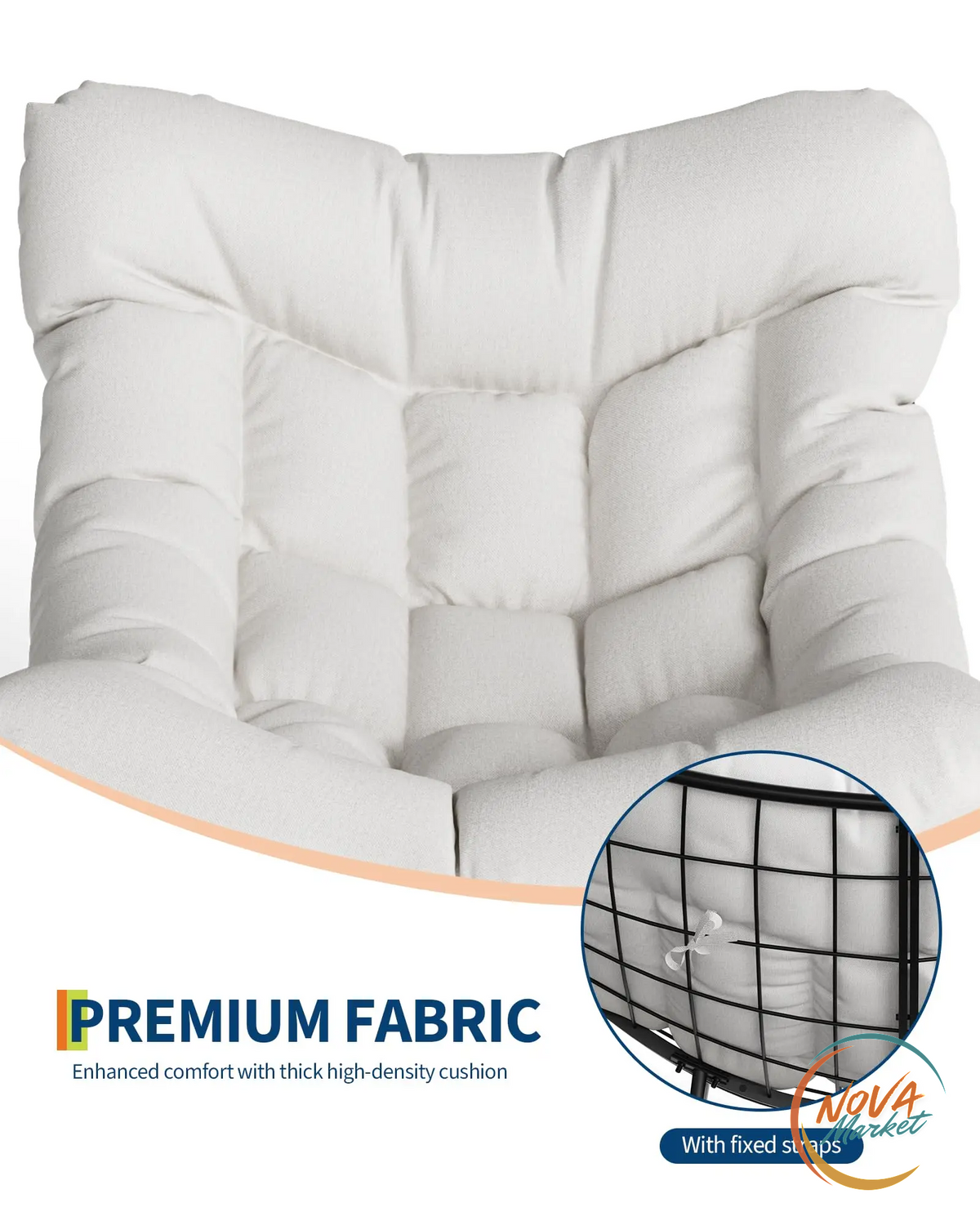 Sedia a dondolo da esterno Papasan con cuscino