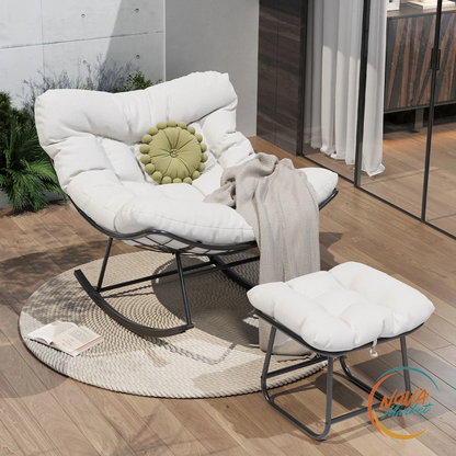 Sedia a dondolo da esterno Papasan con cuscino