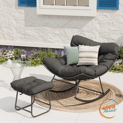 Sedia a dondolo da esterno Papasan con cuscino