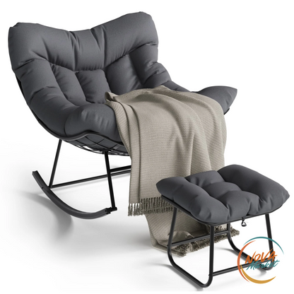 Sedia a dondolo da esterno Papasan con cuscino