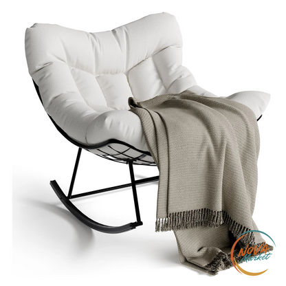 Sedia a dondolo da esterno Papasan con cuscino