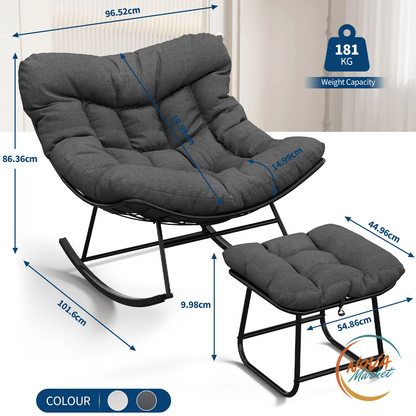 Sedia a dondolo da esterno Papasan con cuscino