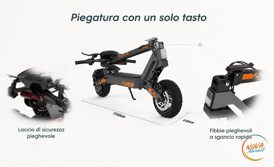 Monopattino elettrico pieghevole 800 W, autonomia fino a 55 km