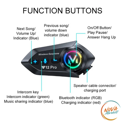 Interfono Bluetooth per Casco Moto con Musica e GPS