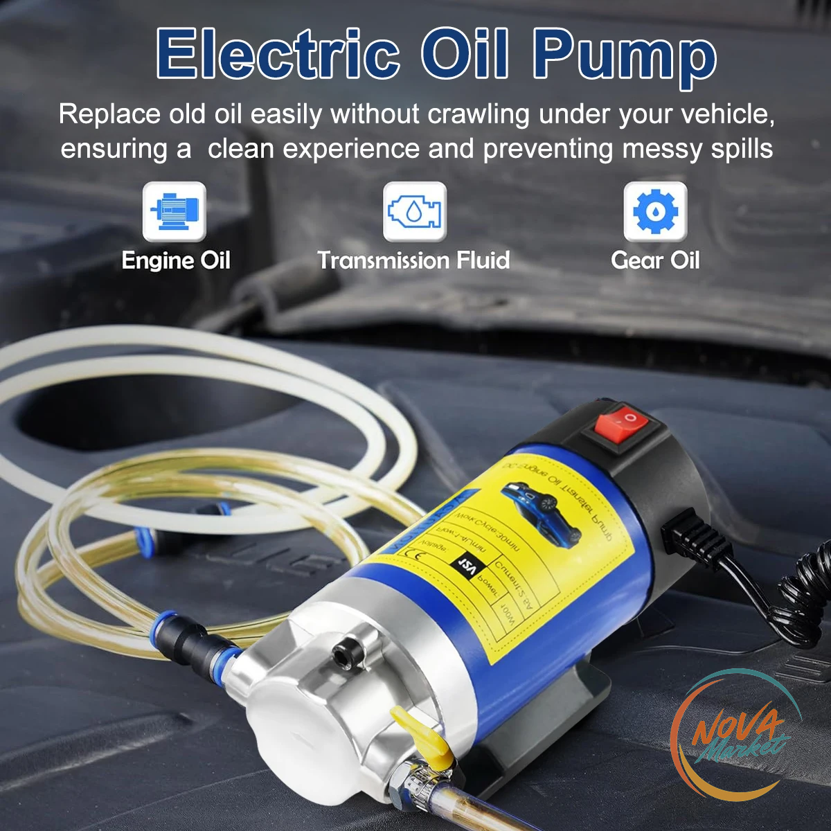 Pompa trasferimento olio 12 V, estrattore elettrico portatile